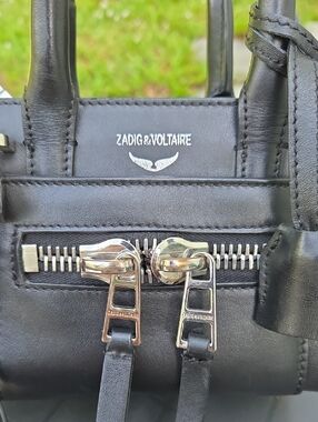 Zadig & Voltaire Black Leather Mini Tote with Silver Hardware